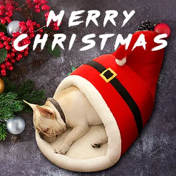 2019 Soft warm red Christmas cat bed comfortable pet nest dog cat semi-closed Christmas warm soft winter pet dog cartoon bed
2019 Soft warm red Christmas cat bed comfortable pet nest dog cat semi-closed Christmas warm soft winter pet dog cartoon bed