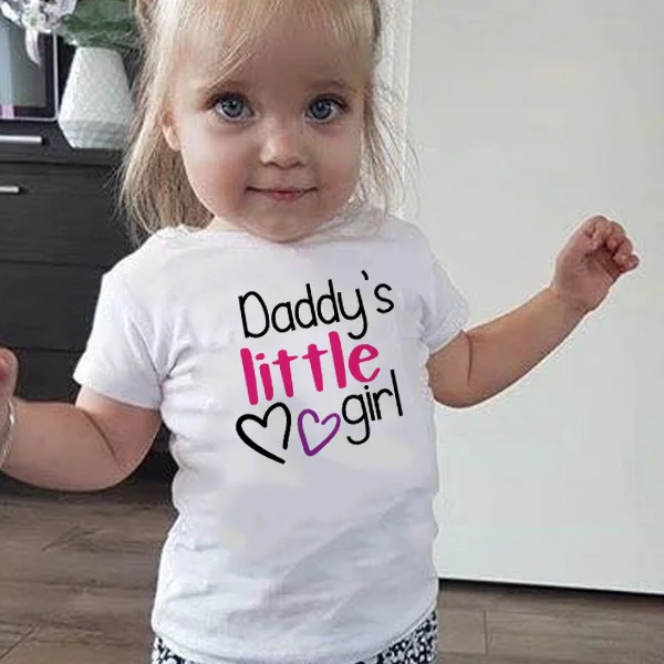 

New Brand Daddy's Little Girl/princess Cute Print T-shirt Childern Fashion Summer Tops Kids Short Sleeve Girls White T Shirt