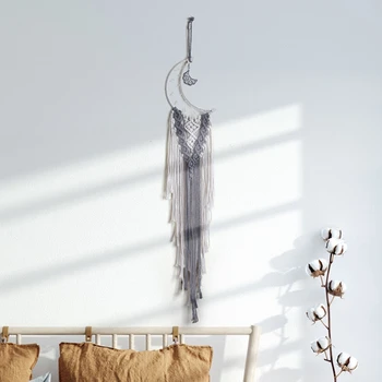 Wall Hanging Tapestry Moon Dream Catcher Handmade Cotton Woven Boho Macrame Dreamcatcher for Bedroom Home Ornaments
Wall Hanging Tapestry Moon Dream Catcher Handmade Cotton Woven Boho Macrame Dreamcatcher for Bedroom Home Ornaments