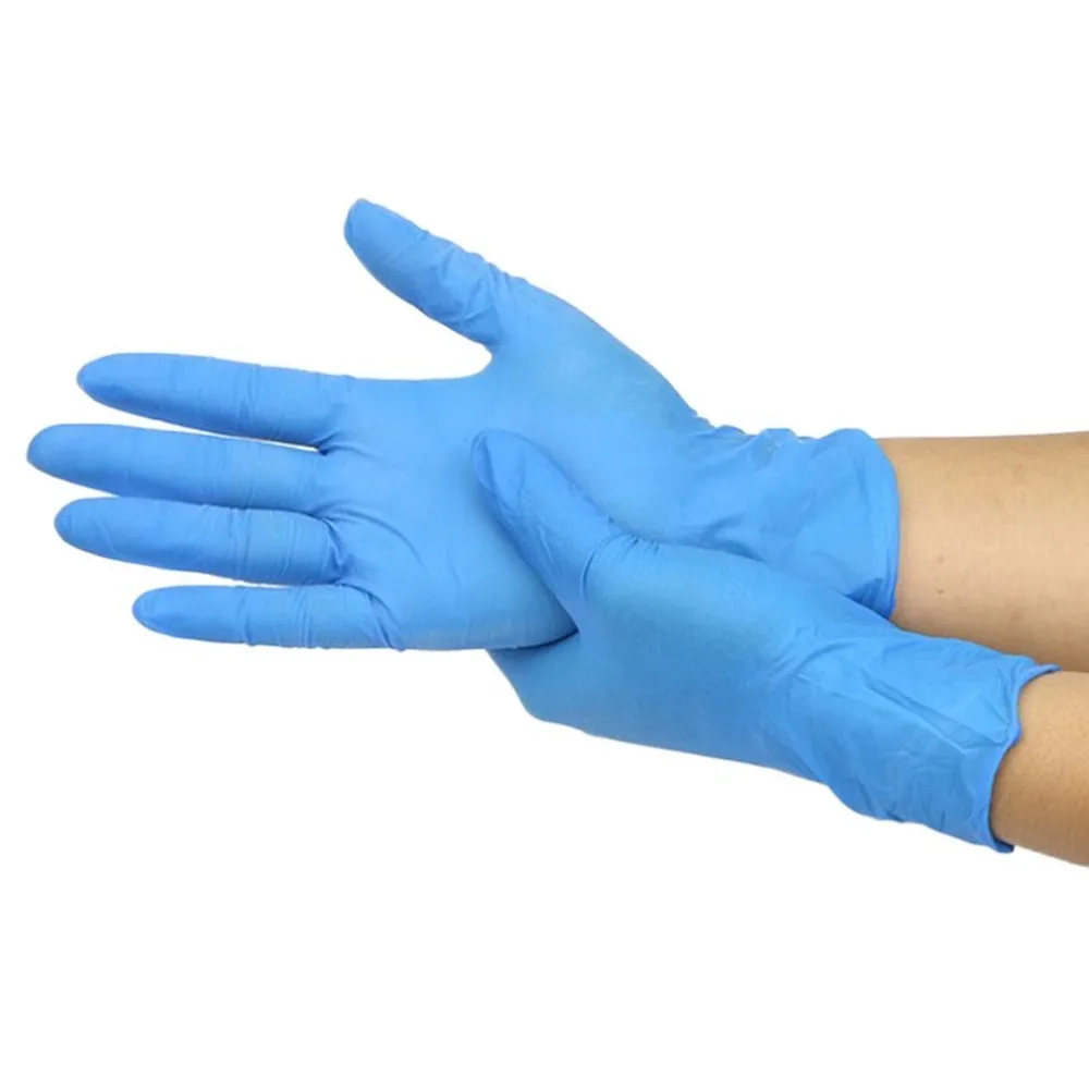 Blue latex gloves