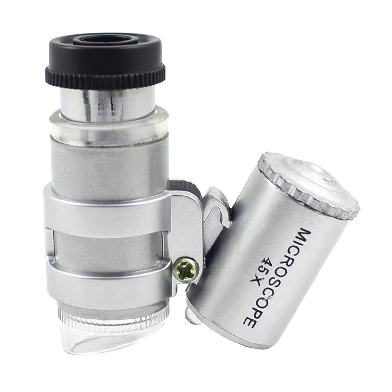 45X Pocket Microscope With LED Lamp Jeweler Loupe Lens Illuminated Magnifier Glass Seniors Loupe Jewelry Repair Tool
45X Pocket Microscope With LED Lamp Jeweler Loupe Lens Illuminated Magnifier Glass Seniors Loupe Jewelry Repair Tool