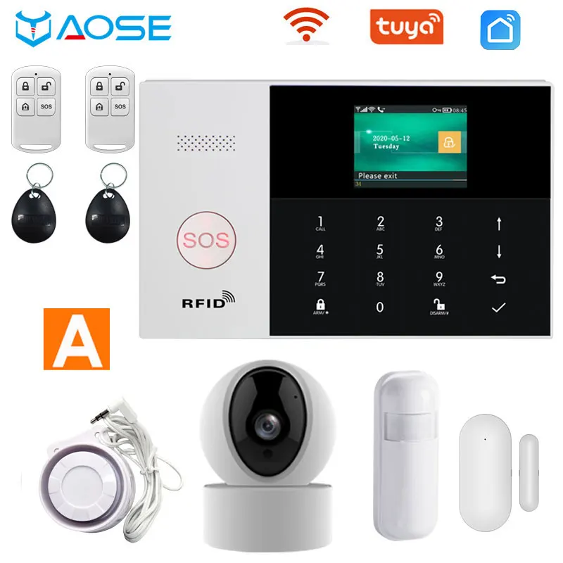 TUYA Wifi Gsm alarm smart home system Ios Android APP Control with smoke detector siren IP camera Wired Wireless security alarm
TUYA Wifi Gsm alarm smart home system Ios Android APP Control with smoke detector siren IP camera Wired Wireless security alarm