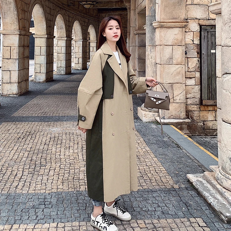2019 spring and autumn new windbreaker long style loose over the knee Korean student patchwork trench coat
2019 spring and autumn new windbreaker long style loose over the knee Korean student patchwork trench coat