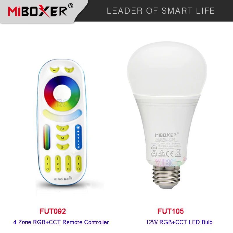 Miboxer FUT105 2.4G 12W RGB+CCT Wireless E27 LED Bulb Dimmable 2 in 1 Smart LED Light + FUT092 4-Zone 2.4G RF Remote
Miboxer FUT105 2.4G 12W RGB+CCT Wireless E27 LED Bulb Dimmable 2 in 1 Smart LED Light + FUT092 4-Zone 2.4G RF Remote