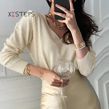 Basic Loose Knitted Sweaters V-neck Bottoming Pullovers Female Knitting Tops Solid Jumper Women Pull Sexy Femme 2021 Autumn new
Basic Loose Knitted Sweaters V-neck Bottoming Pullovers Female Knitting Tops Solid Jumper Women Pull Sexy Femme 2021 Autumn new