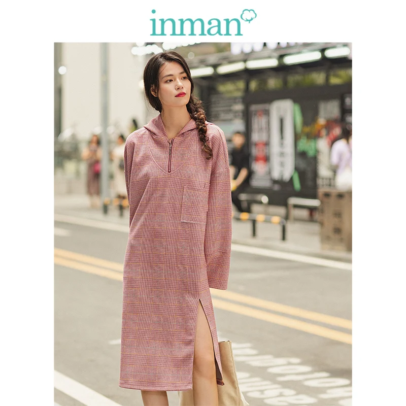 INMAN 2019 Autumn New Arrival Hooded Loose Drop-shoulder SLeeve Retro Plaid Casual Sweater Style Women Dress
INMAN 2019 Autumn New Arrival Hooded Loose Drop-shoulder SLeeve Retro Plaid Casual Sweater Style Women Dress