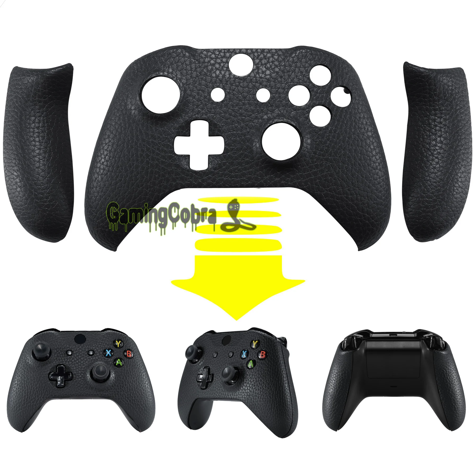 eXtremeRate Black Premium Texture PU Leather Top Shell Faceplate Repair Kits with Side Rails Panel for Xbox One X & S Controller
eXtremeRate Black Premium Texture PU Leather Top Shell Faceplate Repair Kits with Side Rails Panel for Xbox One X & S Controller