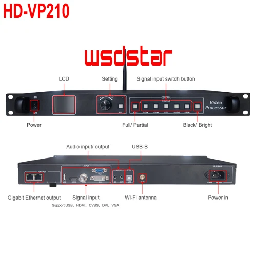 HUIDU HD-VP210 HD VP210 3-in-1 WIFI LED Video Processor Including Synchronization Sending Card Support U Disk Play 3pcs/lot | Электронные