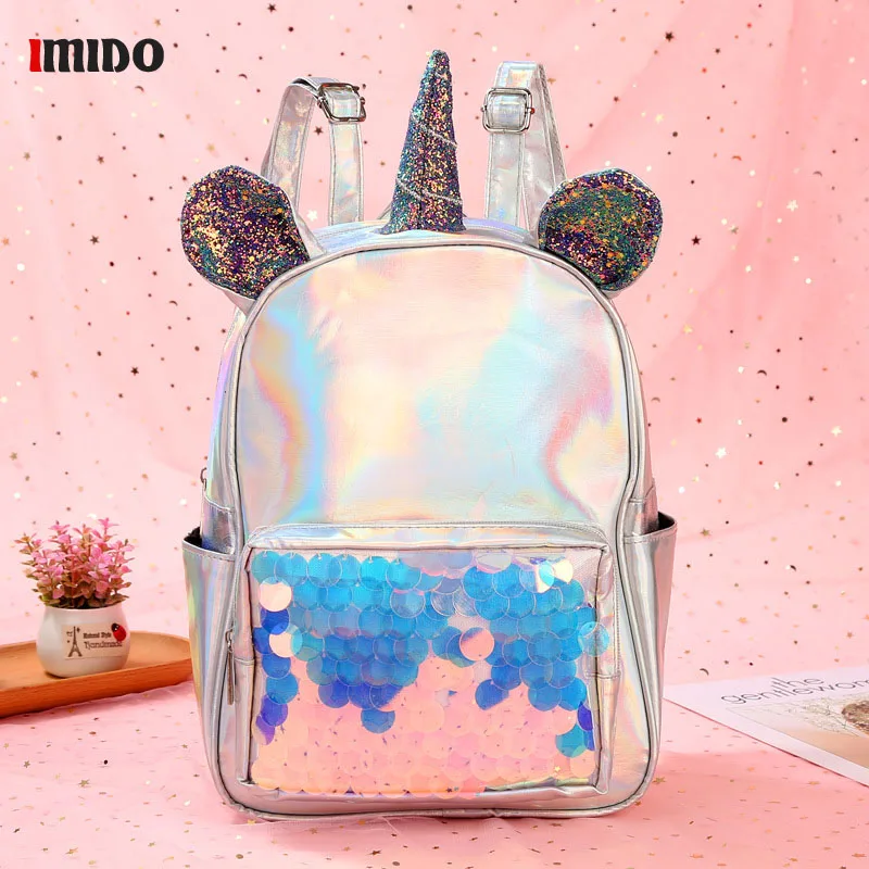 Girls Silver Sequin Unicorn Backpack Large Capacity PU School bag for Teenager Students Women Cute Ear Rucksack Kids Travel Bags
Girls Silver Sequin Unicorn Backpack Large Capacity PU School bag for Teenager Students Women Cute Ear Rucksack Kids Travel Bags