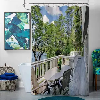 Shower Curtains Brown Modern,Home Patio Balcony with Peaceful Woods in Clear Sunny Sky Photograph,White Green and Sky Blue,W69 x
Shower Curtains Brown Modern,Home Patio Balcony with Peaceful Woods in Clear Sunny Sky Photograph,White Green and Sky Blue,W69 x