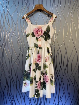 2020 Spring and Summer New Women's Rose Printed Pattern Color Matching off-Shoulder Strap Waist Hugging Dress 715
2020 Spring and Summer New Women's Rose Printed Pattern Color Matching off-Shoulder Strap Waist Hugging Dress 715