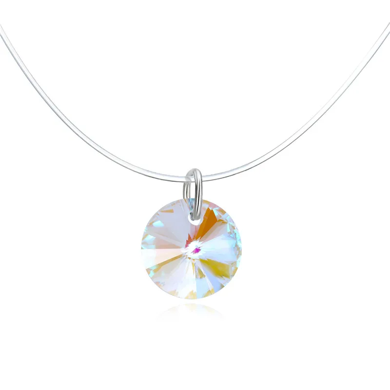 Mermaid Tear Necklaces Water Drop Crystal Choker Necklaces Transparent Fishing Line Invisible Chain Necklaces Collier Wholesale (3)