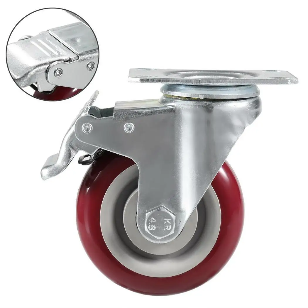 4inch PVC Caster Wheels Swivel Casters Total Lock Brake Pack of 4 Household Accessories Silver Roller Wheel For Platform Trolley
4inch PVC Caster Wheels Swivel Casters Total Lock Brake Pack of 4 Household Accessories Silver Roller Wheel For Platform Trolley