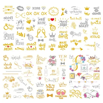 7pcs Gold Silver Big Temporary Tattoo Wedding Decoration Bride To Be Tattoos Sticker Team Bride Bachelorette Hen Party Supplies
7pcs Gold Silver Big Temporary Tattoo Wedding Decoration Bride To Be Tattoos Sticker Team Bride Bachelorette Hen Party Supplies