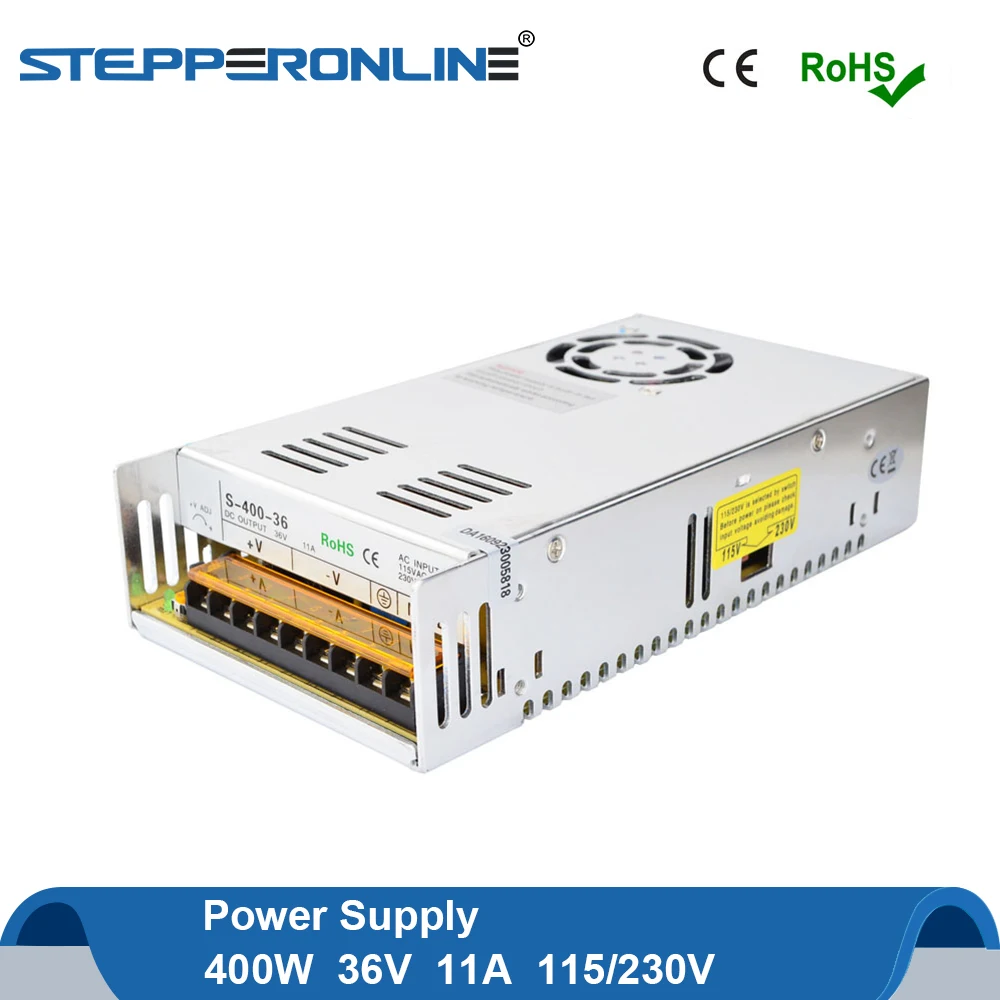 Switching Power Supply 400W 36V 11A 115/230V ac to dc Converter Transformer for CNC Stepper Motor/3D Printer
Switching Power Supply 400W 36V 11A 115/230V ac to dc Converter Transformer for CNC Stepper Motor/3D Printer