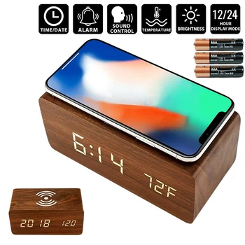 Wood Alarm Clock Led Desk Qi Pad Sound Activated Silent Alarm Clock With Usb Cable For Home Diy Tools Parts No wireless charging
Wood Alarm Clock Led Desk Qi Pad Sound Activated Silent Alarm Clock With Usb Cable For Home Diy Tools Parts No wireless charging