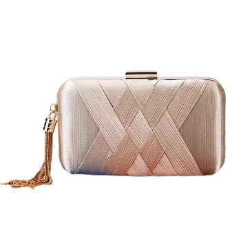 QZUnique Women's Gold Metal Tassels Knotted Satin Evening Clutch Bag With Shoulder Chain 
QZUnique Women's Gold Metal Tassels Knotted Satin Evening Clutch Bag With Shoulder Chain