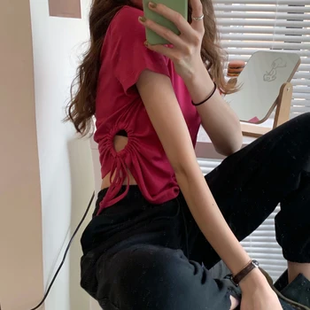 4 colors 2020 summer preppy style side lace up solid color short sleeve t-shirts womens tee shirt femme women crop tops (C2256)
4 colors 2020 summer preppy style side lace up solid color short sleeve t-shirts womens tee shirt femme women crop tops (C2256)