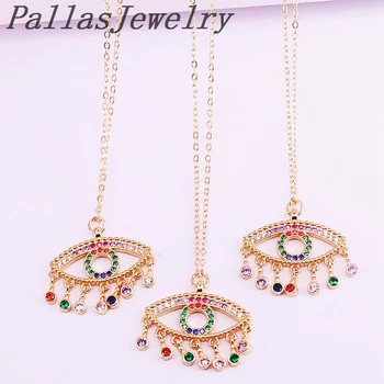 10Pcs Gold Color Fashion Micro Paved Colorful CZ Zirconia Rainbow Eye Pendant Necklaces For Women/Girl's Jewelry 
10Pcs Gold Color Fashion Micro Paved Colorful CZ Zirconia Rainbow Eye Pendant Necklaces For Women/Girl's Jewelry