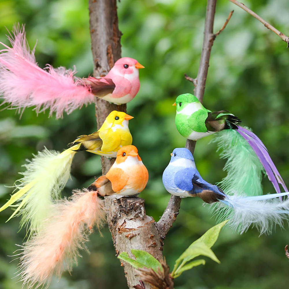 

1/2PCS New Cute Ornament Tree Simulation Magpie Birds Model Figurine Artificial Bird Home Garden Decor Figurines