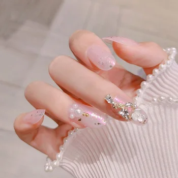 24pcs/box Aurora Pink Temperament Wearing Fake Nails press on Gold Foil Pearl Diamond Decor Detachable Fingernail tips with glue
24pcs/box Aurora Pink Temperament Wearing Fake Nails press on Gold Foil Pearl Diamond Decor Detachable Fingernail tips with glue