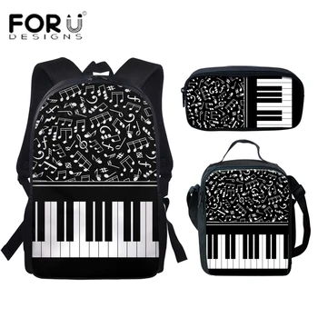 

FORUDESIGNS Music Notes Keyboard Design Children School Bags for Teenage kPOP Student Backpacks Book bag Daily Bags Kids Boy sac