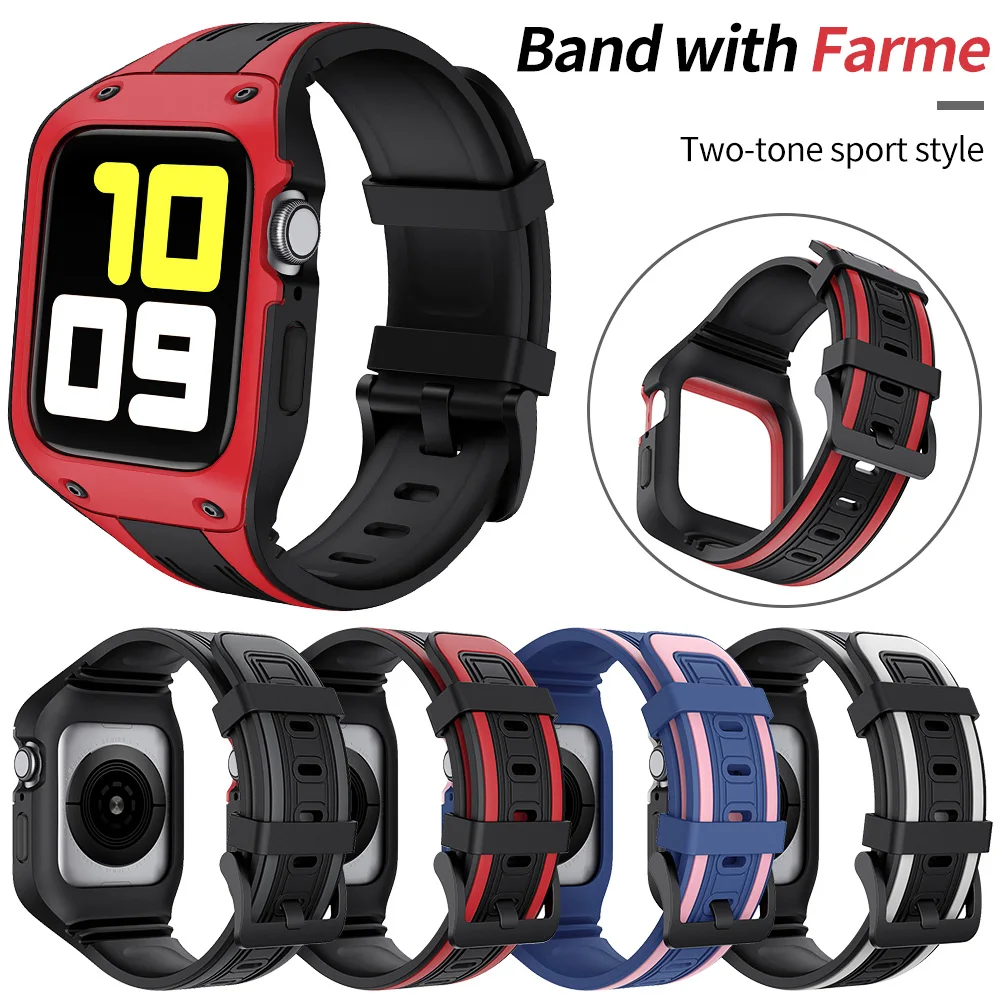Two-tone Sport Strap with Frame Case for Apple Watch Band Series 5 4 44mm Soft Wrist Bracelet for iWatch Belt Protective Cover
Two-tone Sport Strap with Frame Case for Apple Watch Band Series 5 4 44mm Soft Wrist Bracelet for iWatch Belt Protective Cover