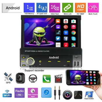 Essgoo 7'' Telescopic Car Radio Android 9.1 Multimedia Player Screen MP5 Card Player GPS Navigation Bluetooth Reversing Camera 
Essgoo 7'' Telescopic Car Radio Android 9.1 Multimedia Player Screen MP5 Card Player GPS Navigation Bluetooth Reversing Camera