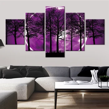 5 Panel Canvas Prints Painting Purple Sky Forest Tree Wall Art Picture For Living Room Wall Decor Home Decoration
5 Panel Canvas Prints Painting Purple Sky Forest Tree Wall Art Picture For Living Room Wall Decor Home Decoration