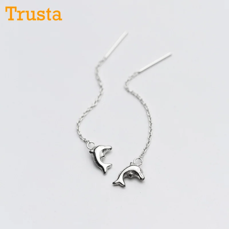 Trusta 2018 Fashion Hot 100% 925 Sterling Silver Stud Earrings Cute Dolphins Linked 5.7cm Drop Stick Girls Friends Gift DS461 
Trusta 2018 Fashion Hot 100% 925 Sterling Silver Stud Earrings Cute Dolphins Linked 5.7cm Drop Stick Girls Friends Gift DS461