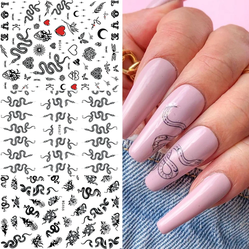 Black Animal 3D Nail Stickers Dragon Snake Flower Design Water Sliders Nails Art Transfer Decals Decorations Tips Manicure
Black Animal 3D Nail Stickers Dragon Snake Flower Design Water Sliders Nails Art Transfer Decals Decorations Tips Manicure