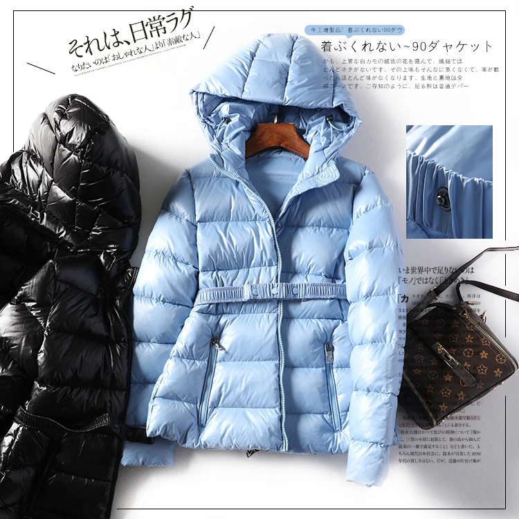 Women Down Jacket Hooded Belt Pure Color Temperament Leisure Duck Down Short Coat New Winter
Women Down Jacket Hooded Belt Pure Color Temperament Leisure Duck Down Short Coat New Winter