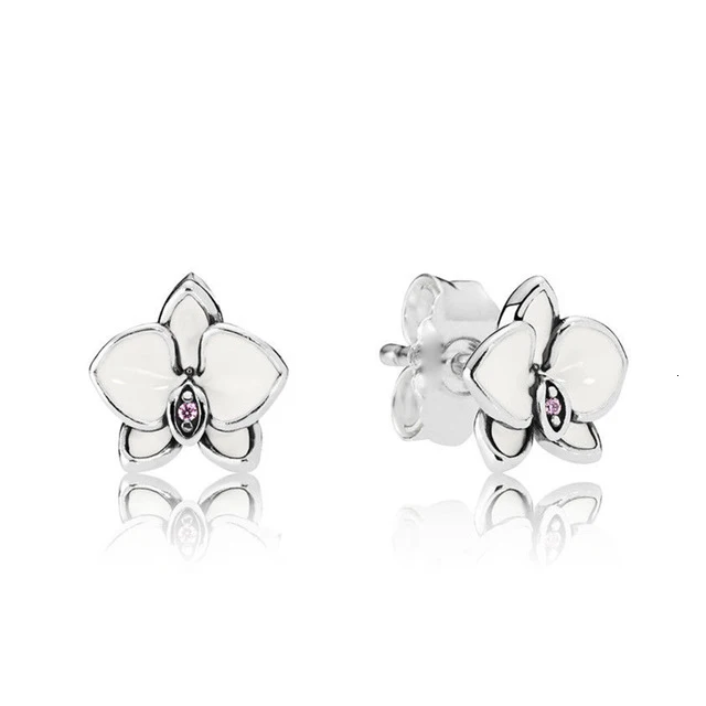 100% silver sterling 1:1 glamour 290749en12 white orchids bolt earrings prisoner women original wedding jewelry 
100% silver sterling 1:1 glamour 290749en12 white orchids bolt earrings prisoner women original wedding jewelry