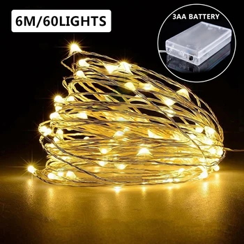 6M String Light Christmas Decoration Warm White LED Copper String Light Manual 3AA Battery Wedding Valentines Day Gift Decor
6M String Light Christmas Decoration Warm White LED Copper String Light Manual 3AA Battery Wedding Valentines Day Gift Decor