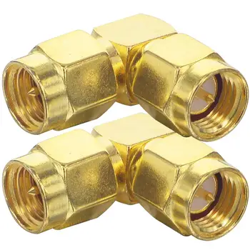 2 Pieces Goldplated SMA Male to SMA Male Right Angle 90-Degree Adapter Gold Plated Contacts 
2 Pieces Goldplated SMA Male to SMA Male Right Angle 90-Degree Adapter Gold Plated Contacts