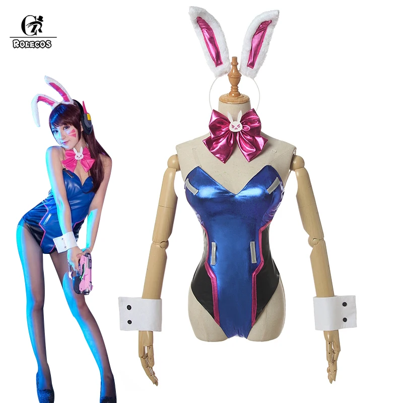 

ROLECOS DVA Cosplay Women Sexy Costume Song hana Bunny Girl Cotume Game OW Jumpsuit Women Romper Over Watch