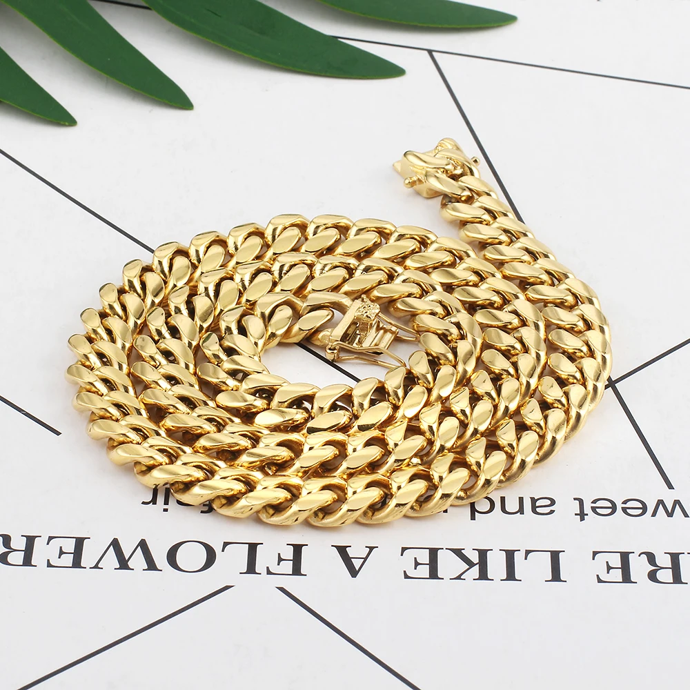 High Quality Gold Color Plating Curb Cuban Chain Accesories For Men Women 316L Stainless Steel Gold Necklace Fashion Jewelry
High Quality Gold Color Plating Curb Cuban Chain Accesories For Men Women 316L Stainless Steel Gold Necklace Fashion Jewelry