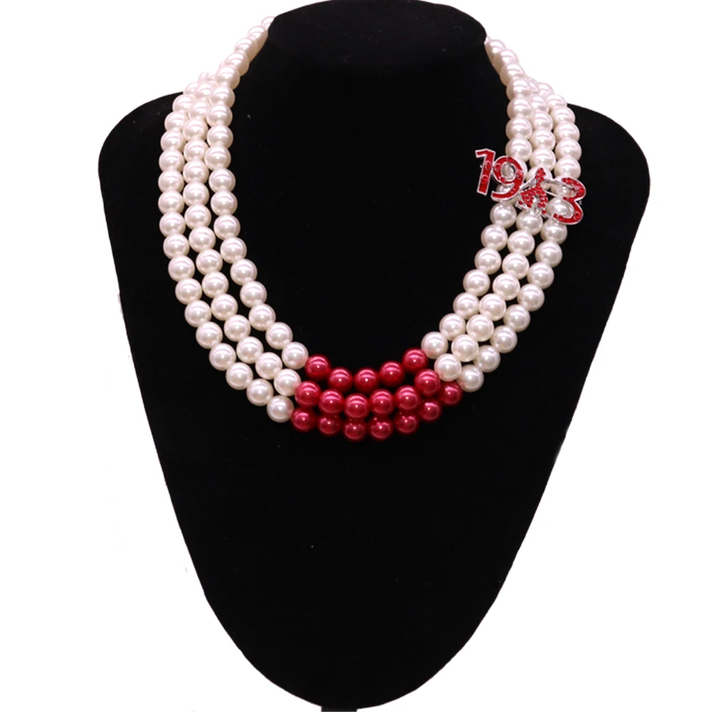 Multi Lines Red White Pearl Greek Letter DST Symbol Sorority Delta Sigma Theta Fortitude 1913 Necklaces Choker Statement Jewelry
Multi Lines Red White Pearl Greek Letter DST Symbol Sorority Delta Sigma Theta Fortitude 1913 Necklaces Choker Statement Jewelry