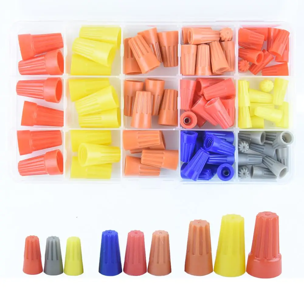 87pcs Electrical Wire Connectors Screw Terminals,with Spring Insert Twist Nuts Caps Connection Assortment Kit 4 Colors
87pcs Electrical Wire Connectors Screw Terminals,with Spring Insert Twist Nuts Caps Connection Assortment Kit 4 Colors