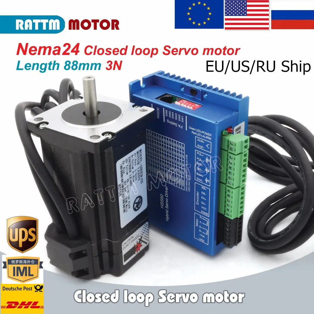 

RU/US / EU Ship 3N.m Closed Loop Stepper Motor Kits Nema24 5A 2-Phase & 2HSS60 Hybrid Step-servo Driver CNC Controller 6A