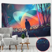 

Psychedelic Universe Interstellar Tapestry Milky Way Planet Starry Sky Pattern Wall Tapestry Yoga Beach Towel Hippie Home Decor