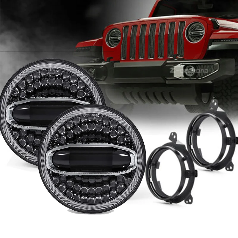 Pair 108W 7" Inch Round LED Headlights High/Low Beam Halo Angle Eyes For Jeep Wrangler JL 2018 2019
Pair 108W 7" Inch Round LED Headlights High/Low Beam Halo Angle Eyes For Jeep Wrangler JL 2018 2019