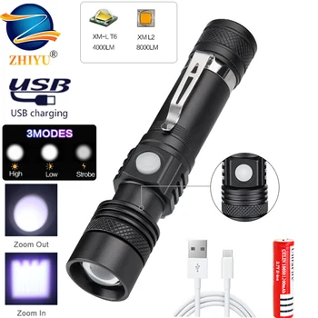 Portable Mini Super Bright Led Flashlight USB Linterna Led Torch T6 / L2 Power Tips Zoom Torch Bicycle Light 18650 Rechargeable
Portable Mini Super Bright Led Flashlight USB Linterna Led Torch T6 / L2 Power Tips Zoom Torch Bicycle Light 18650 Rechargeable