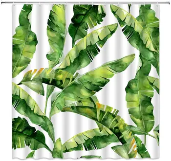 Tropical Plants Shower Curtains Watercolor Green Banana Leaf Bathroom Curtain Modern Decor Fabric Shower Curtain 
Tropical Plants Shower Curtains Watercolor Green Banana Leaf Bathroom Curtain Modern Decor Fabric Shower Curtain