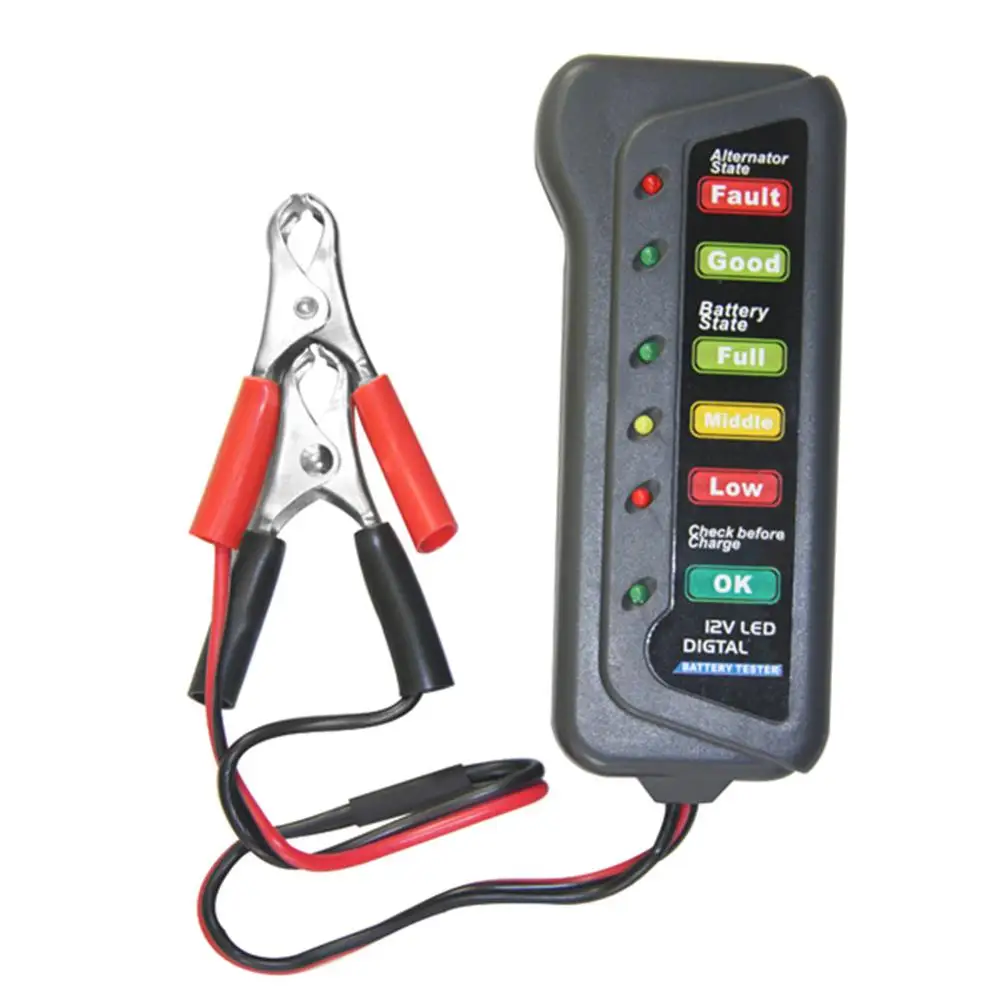 12V Automotive Car Battery Tester Digital Mini Alternator Tester 6 LED Lights Display Car Diagnostic Tool Cranking Check
12V Automotive Car Battery Tester Digital Mini Alternator Tester 6 LED Lights Display Car Diagnostic Tool Cranking Check