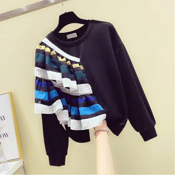 WOMENGAGA Round Neck LongSleeve Woman 2019 Dress Jacquard Weave Lotus Leaf Edge Printing Patchwork Loose Coat Tide ZX396 
WOMENGAGA Round Neck LongSleeve Woman 2019 Dress Jacquard Weave Lotus Leaf Edge Printing Patchwork Loose Coat Tide ZX396