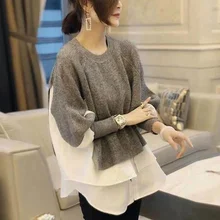 2021 Spring Patchwork Ruffle Lantern Sleeve Female Pullover Plus Size 4XL Warm Sweaters Oversize Korean Knitted Women's Sweater
2021 Spring Patchwork Ruffle Lantern Sleeve Female Pullover Plus Size 4XL Warm Sweaters Oversize Korean Knitted Women's Sweater