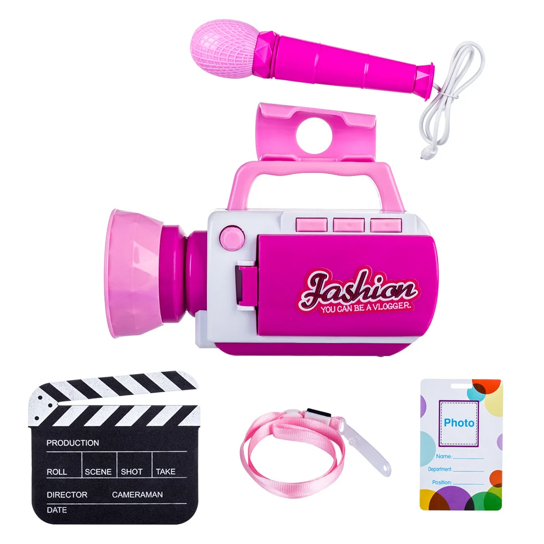 4Pcs Children Pretend Role-playing Reporter Toy Functional Camera Toy Set - Pink
4Pcs Children Pretend Role-playing Reporter Toy Functional Camera Toy Set - Pink