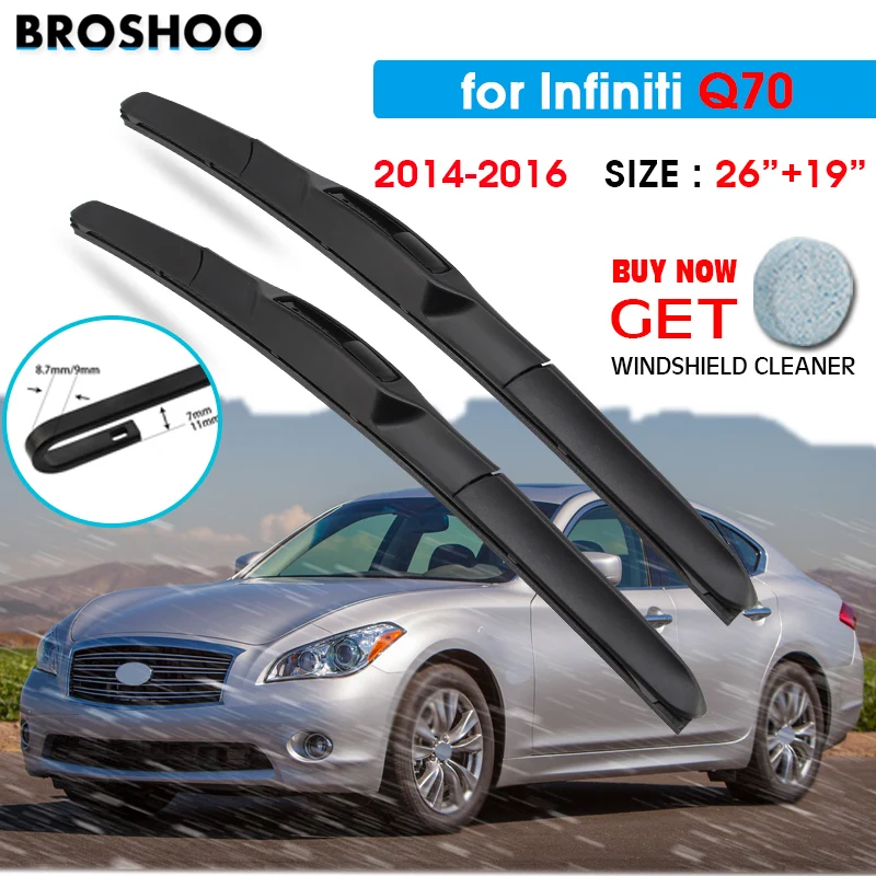 

Car Wiper Blade For Infiniti Q70 26"+19" 2014-2016 Auto Windscreen Windshield Wipers Blades Window Wash Fit U Hook Arms
