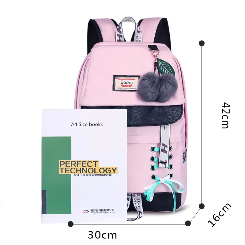 Женский водонепроницаемый нейлоновый рюкзак Fengdong черный или розовый
